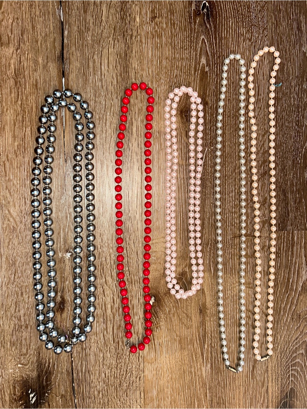 Lot of 5 Assorted Colorful Faux Pearl Beaded Necklaces - Assorted Sizes & Colors